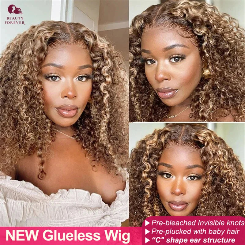 Beauty Knots Curly Glueless Human Hair Wig .