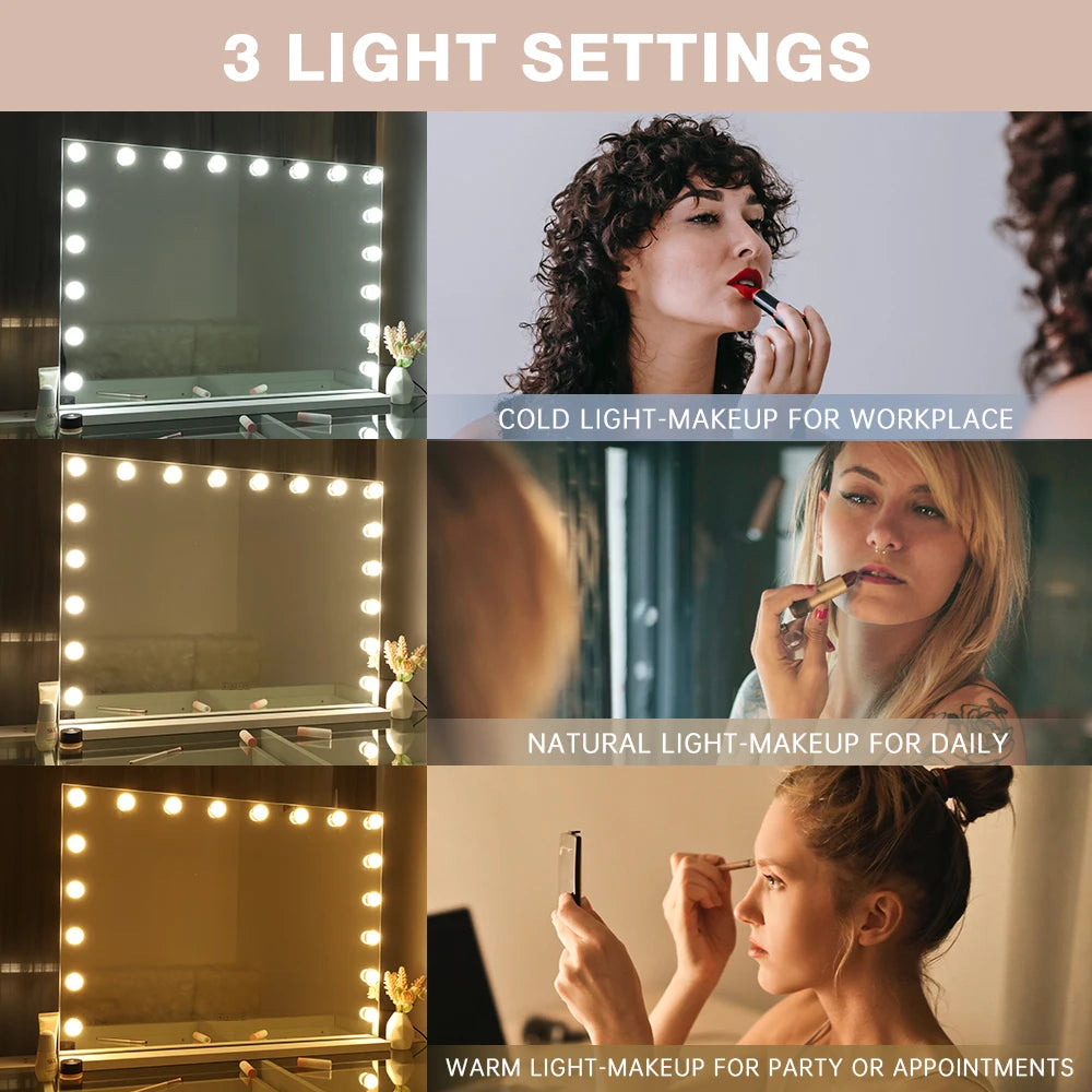 Large Vanity Mirror With Lights And Bluetooth Speakers.