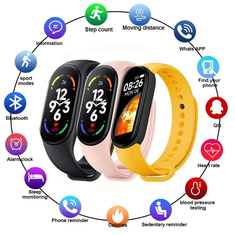 Smart Watch Smartband Heart Rate Fitness Tracker Blood Pressure Sport Bracelet for 7 Men Women