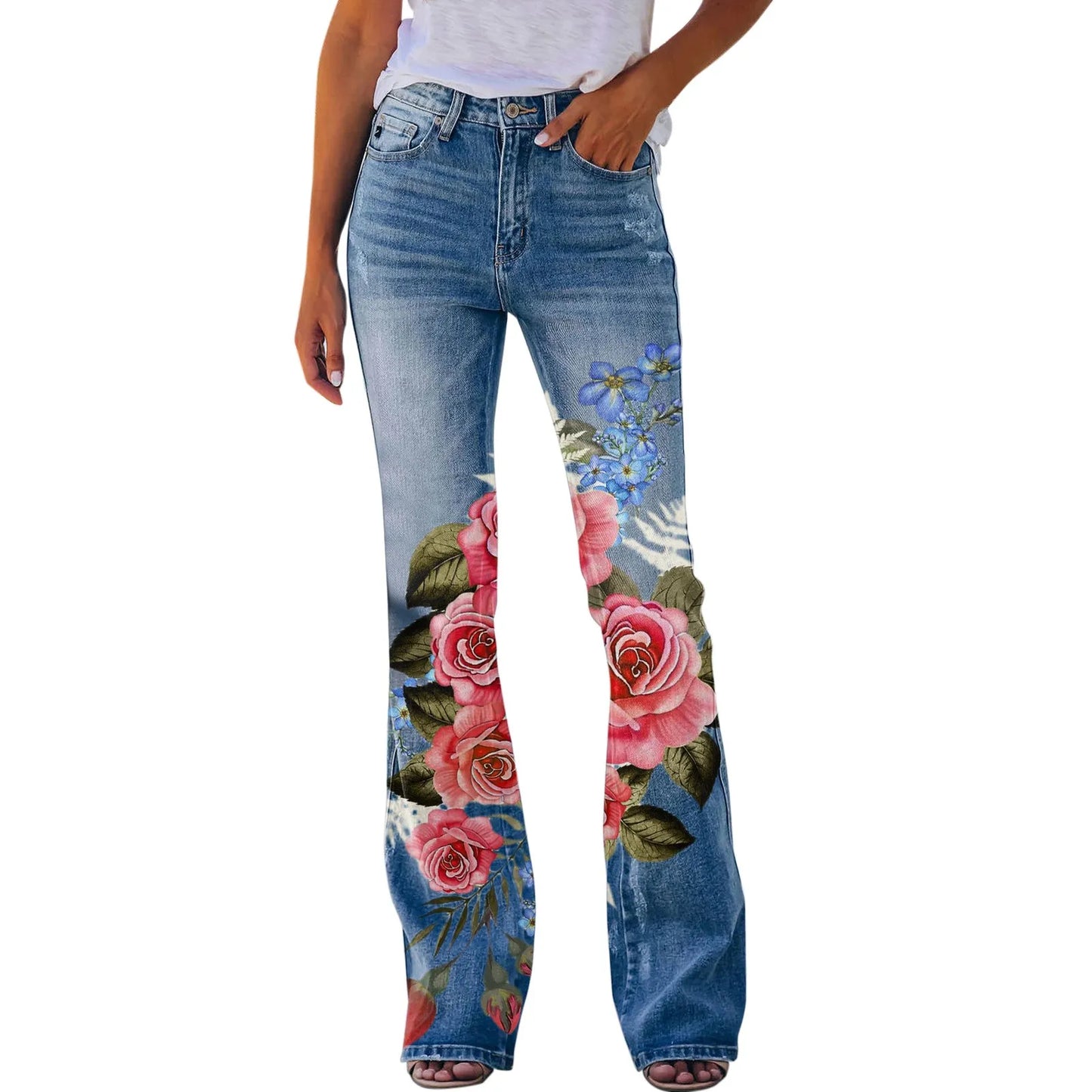 Ladies Flared Pants Baggy Jeans .