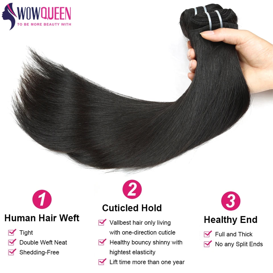 Straight Human Hair Bundles Double Drawn Thick Hair Extensions .