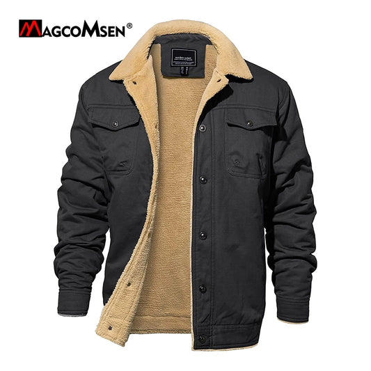 MAGCOMSEN Men's Corduroy Sherpa Jacket Warm Thick .