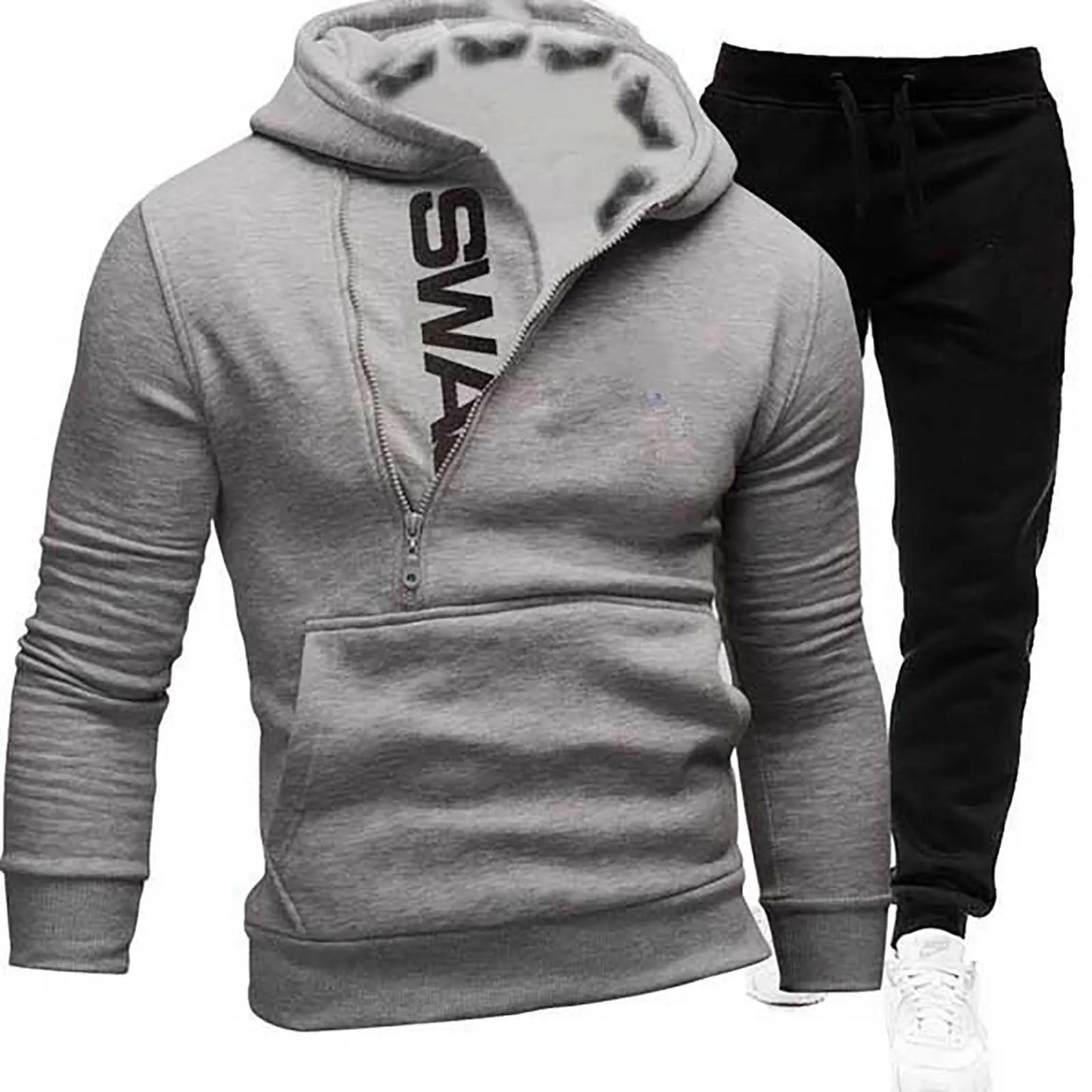 Side Zipper Men's Hoodies Pant Sets Sportwear .