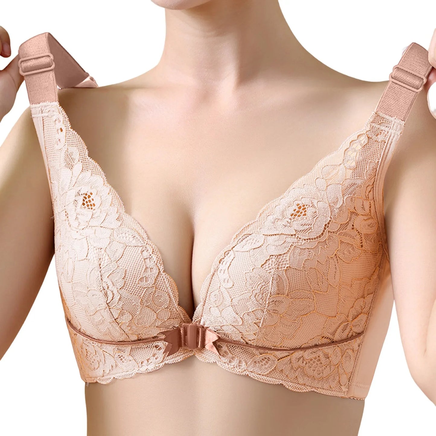 Women'S Sexy Comfortable Front Buckle Bra Embroidery .