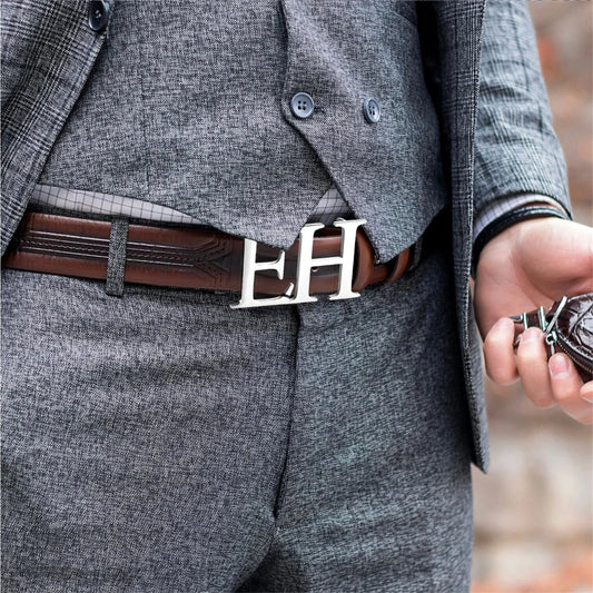 Double Initial Belt Buckle Personalised Mens Accessories .