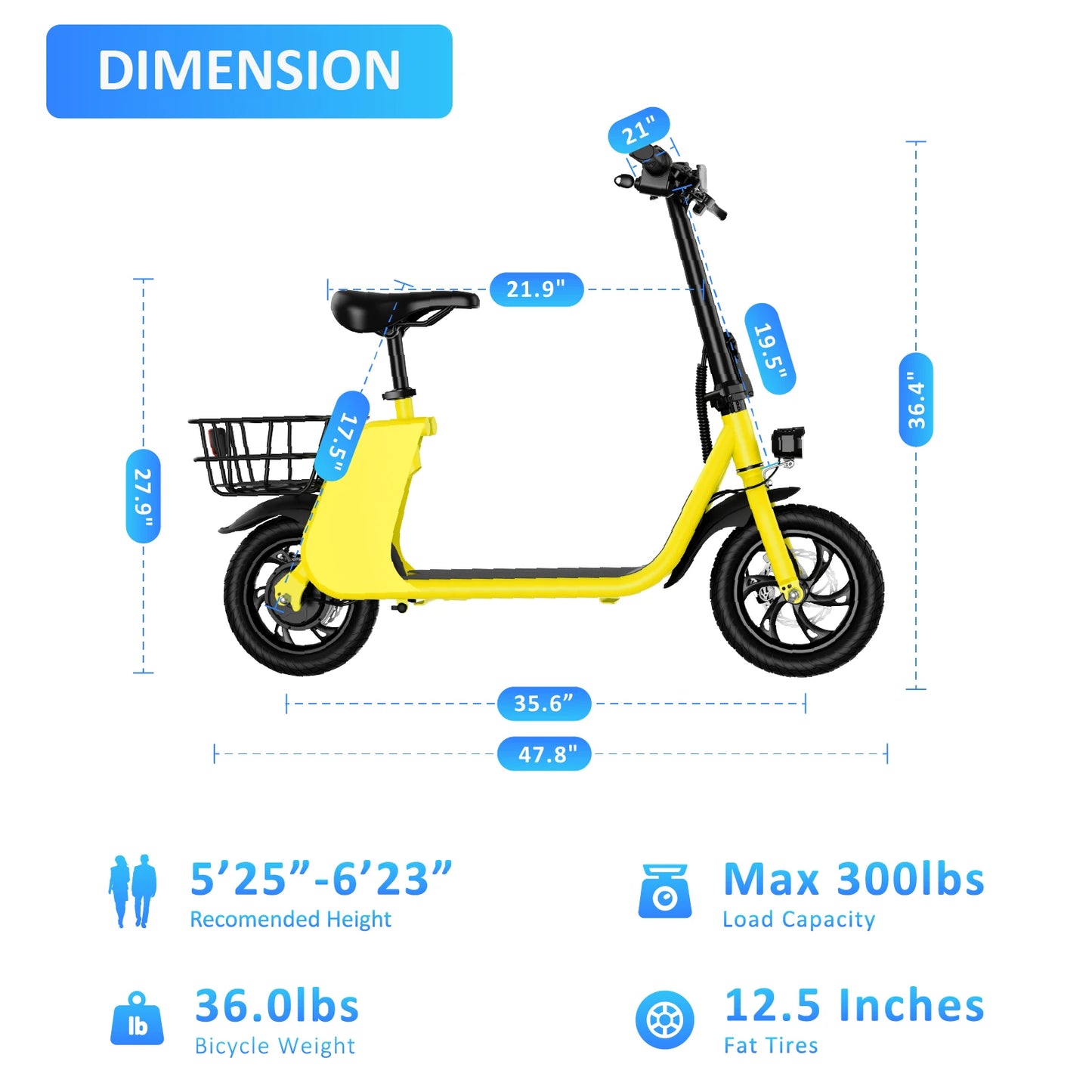 HEZZO Electric Scooter Adults W/ 36V 8Ah Battery .