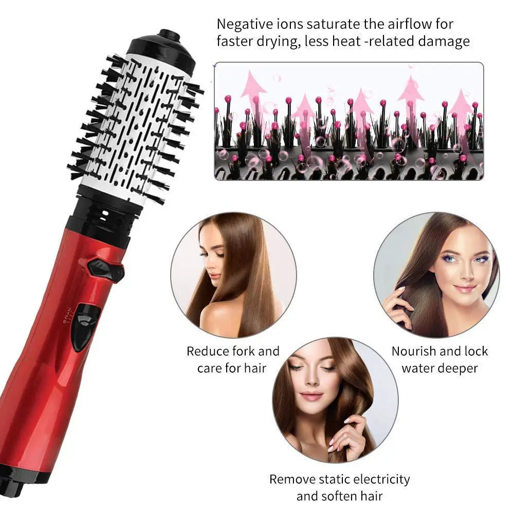 Hair Dryer Electric Rotating And Hot Air Brush Straightener .