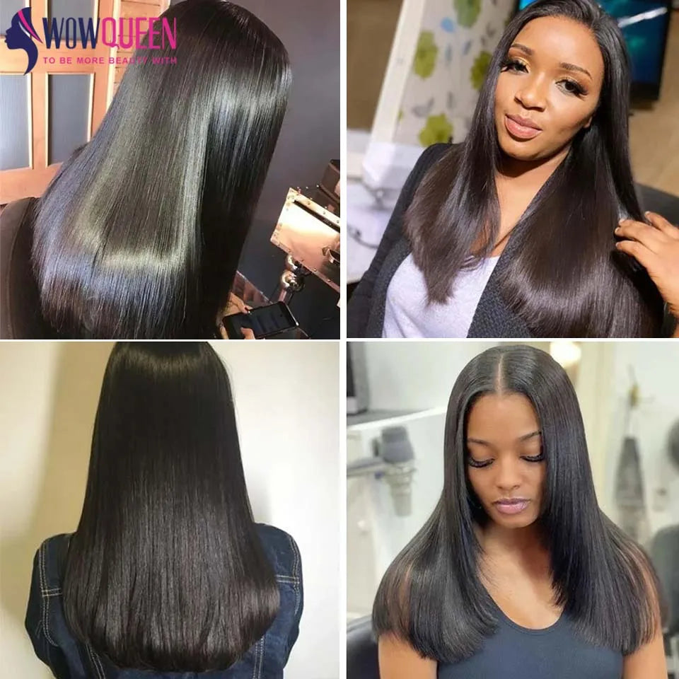 Straight Human Hair Bundles Double Drawn Thick Hair Extensions .